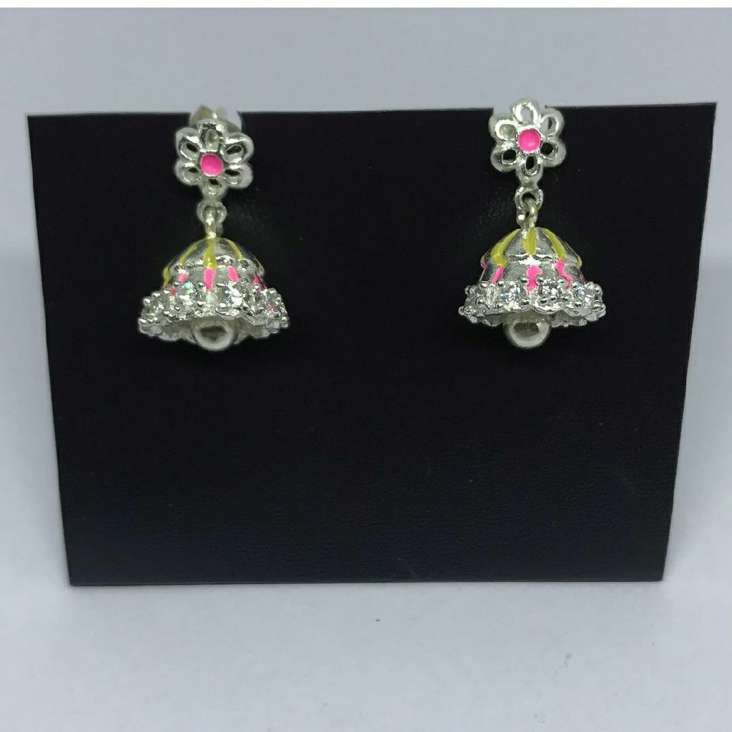 silver enamel zumki earrings
