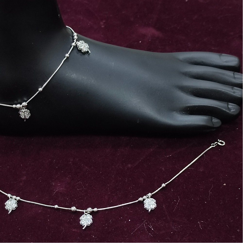 Hallmark silver tiny floral charms Princess anklets pair by puran