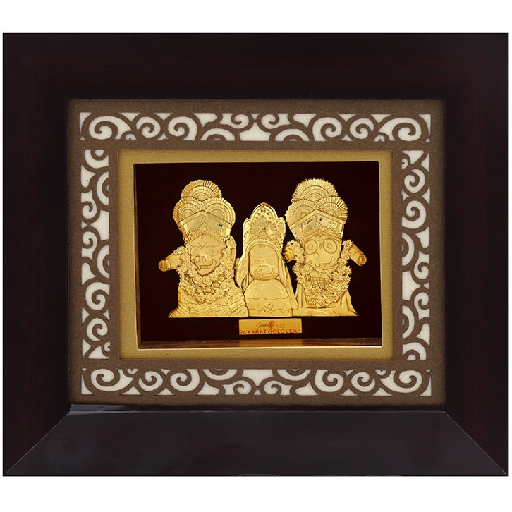 (18.5x21 cm)god jagganath puriji divine photo frame 24 k gold LEAF