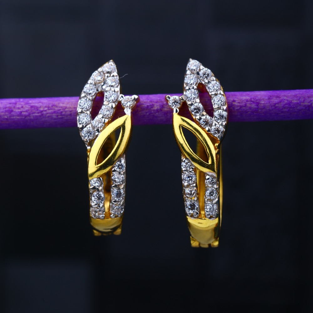 22KT Gold Leaves Design Hallmark Earring 