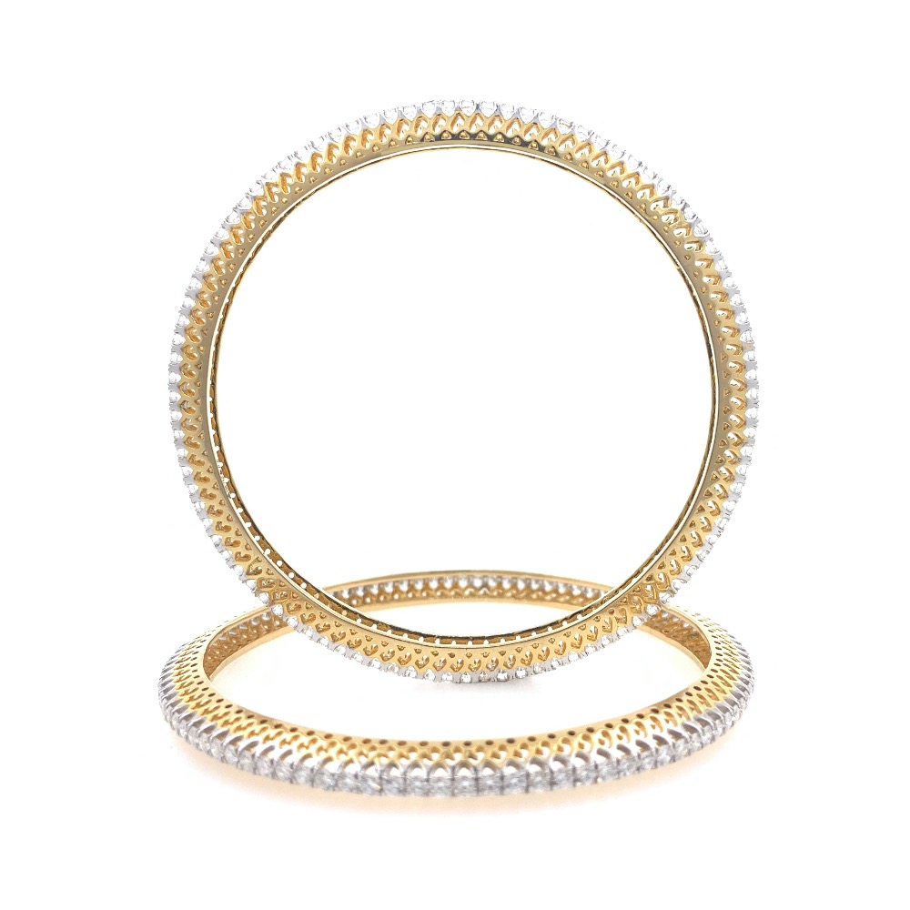 Single Line Classic Diamond Bangle in Yellow Gold 7BNG19