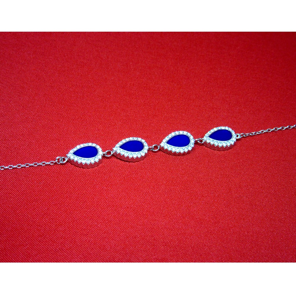 SilverPlated Blue StoneStudded Adjustable Bracelet  Unigem