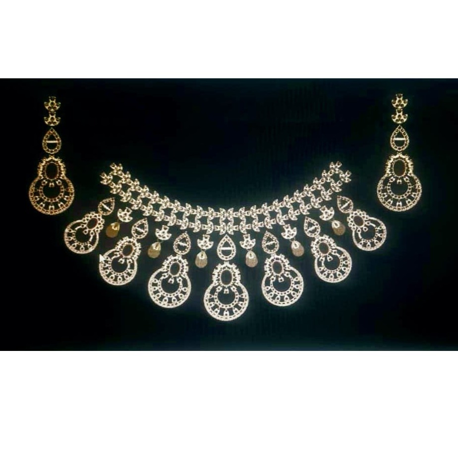 diamond  necklace 14k rose gold mount