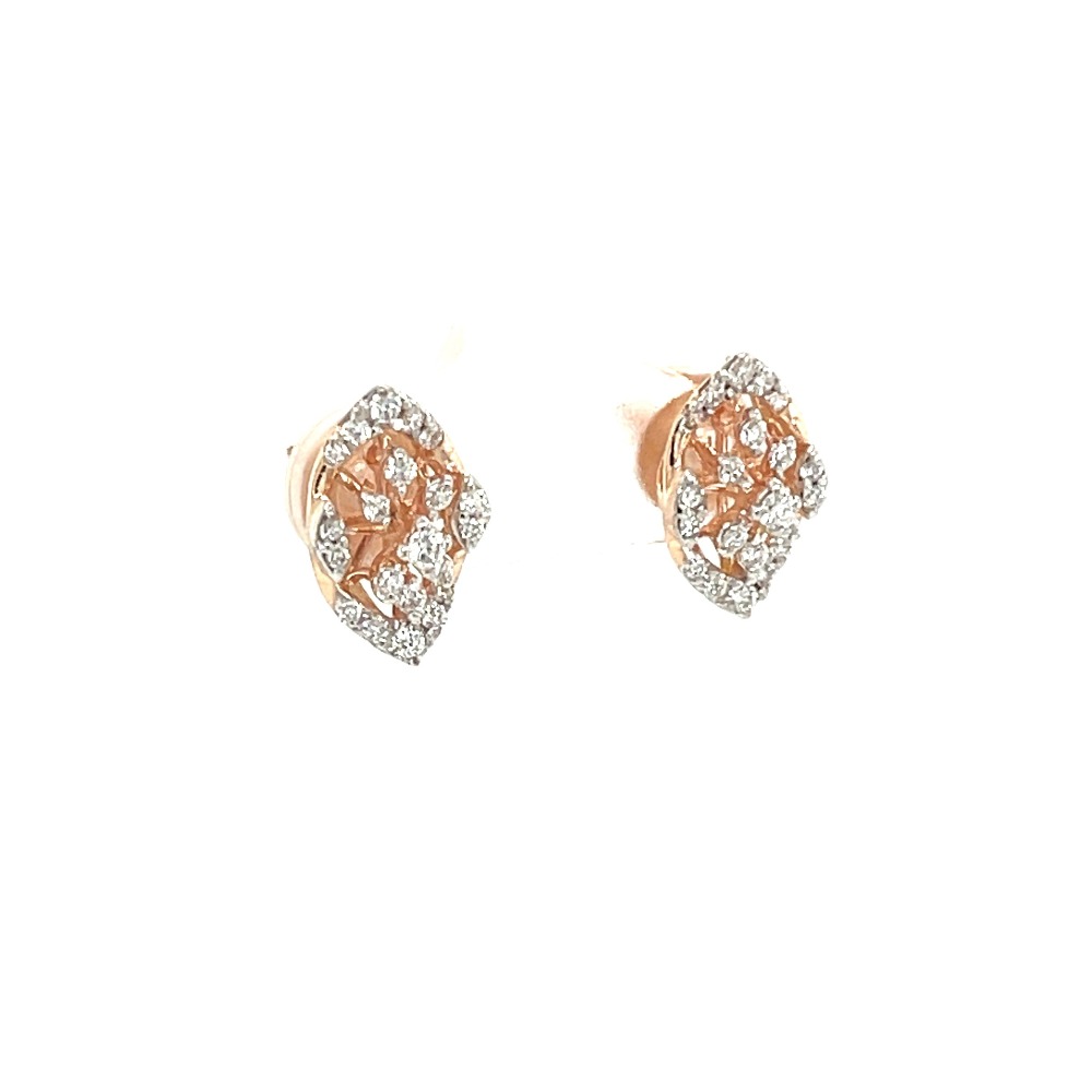Diamond encrusted leaf earrings in rose gold