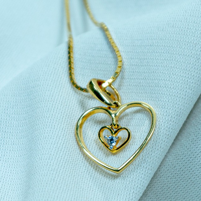Gold Heart Design Pendant Chain P18-471