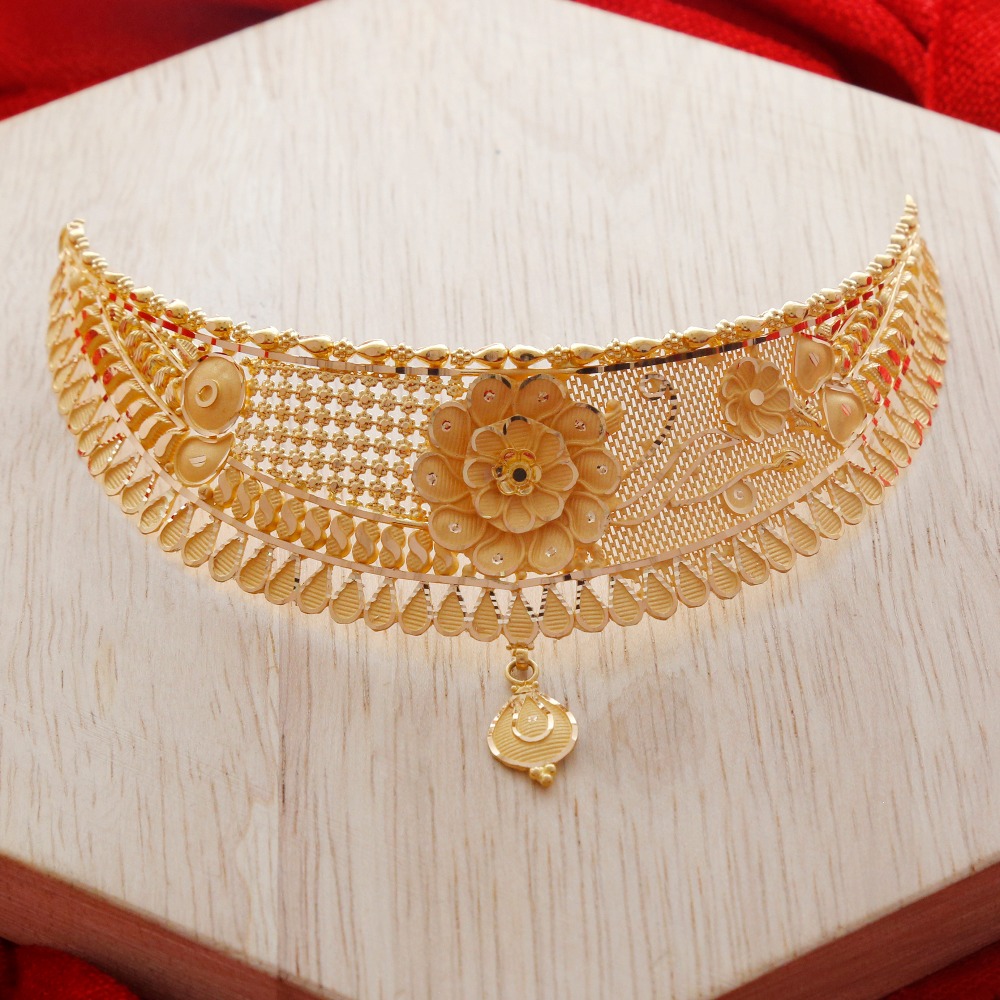 Golden Plated Stone Studded Pearl Grey Choker Necklace Jewellery Set W –  JhumkaStoreUSA