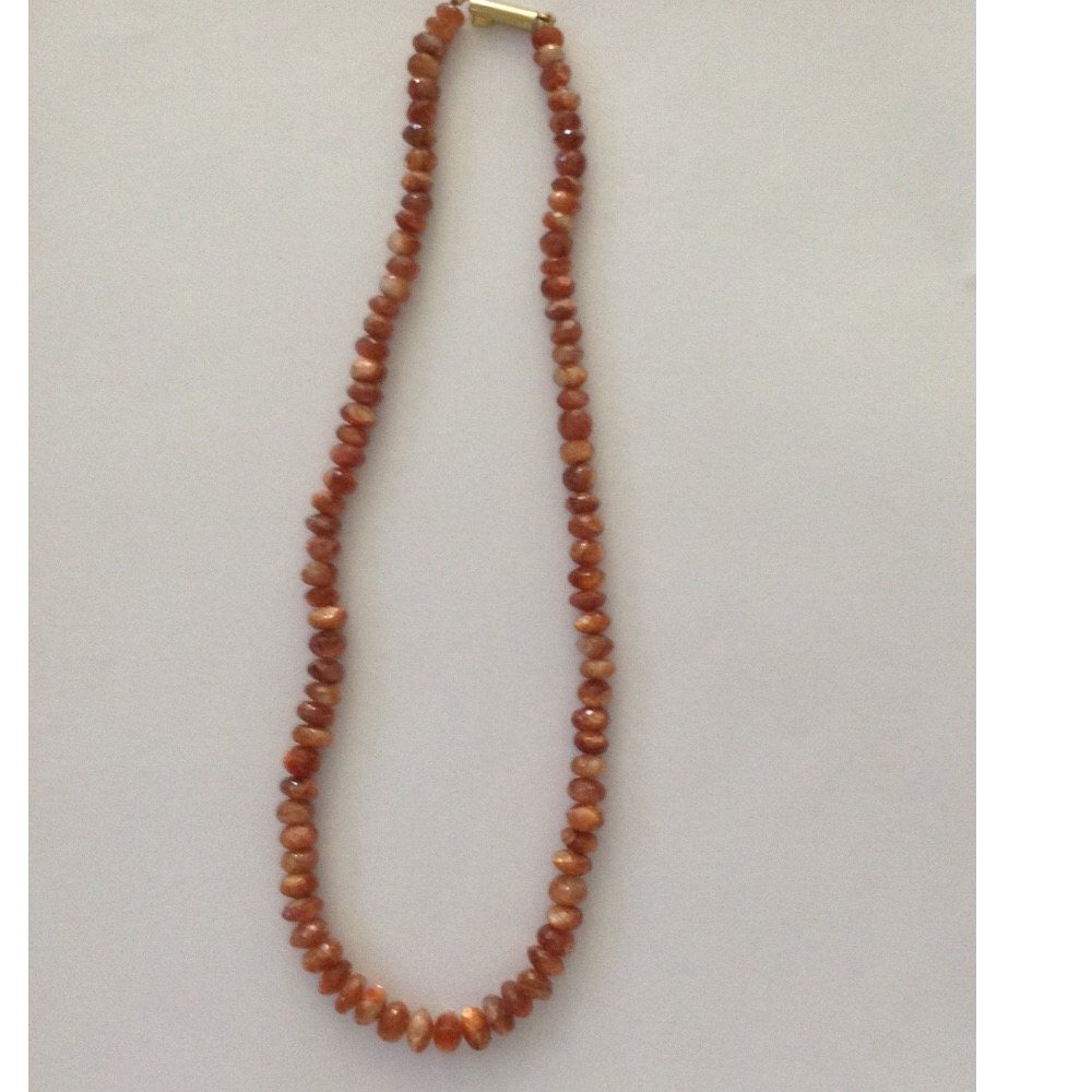 Natural sandstone round faceted beed mala JSS0017