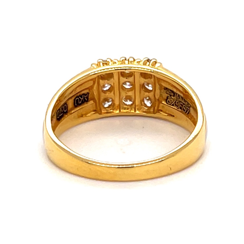 Mens Diamond Ring in Yellow gold with 3 Lines