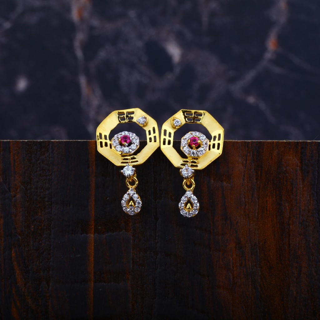 Ladies Gold 916 Earrings-LFE36