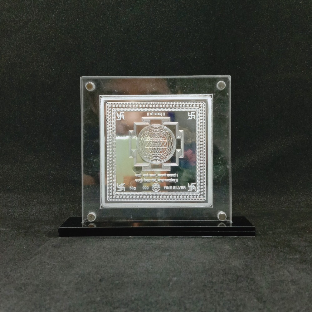 Pure silver designer coin of laxmi in color printing and yantra