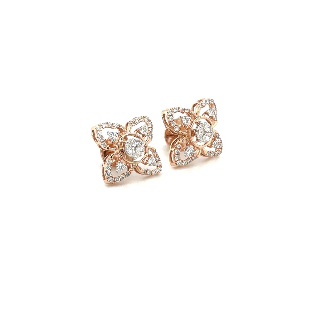 Royale Collection 18k Rose gold Cluster Earring studs