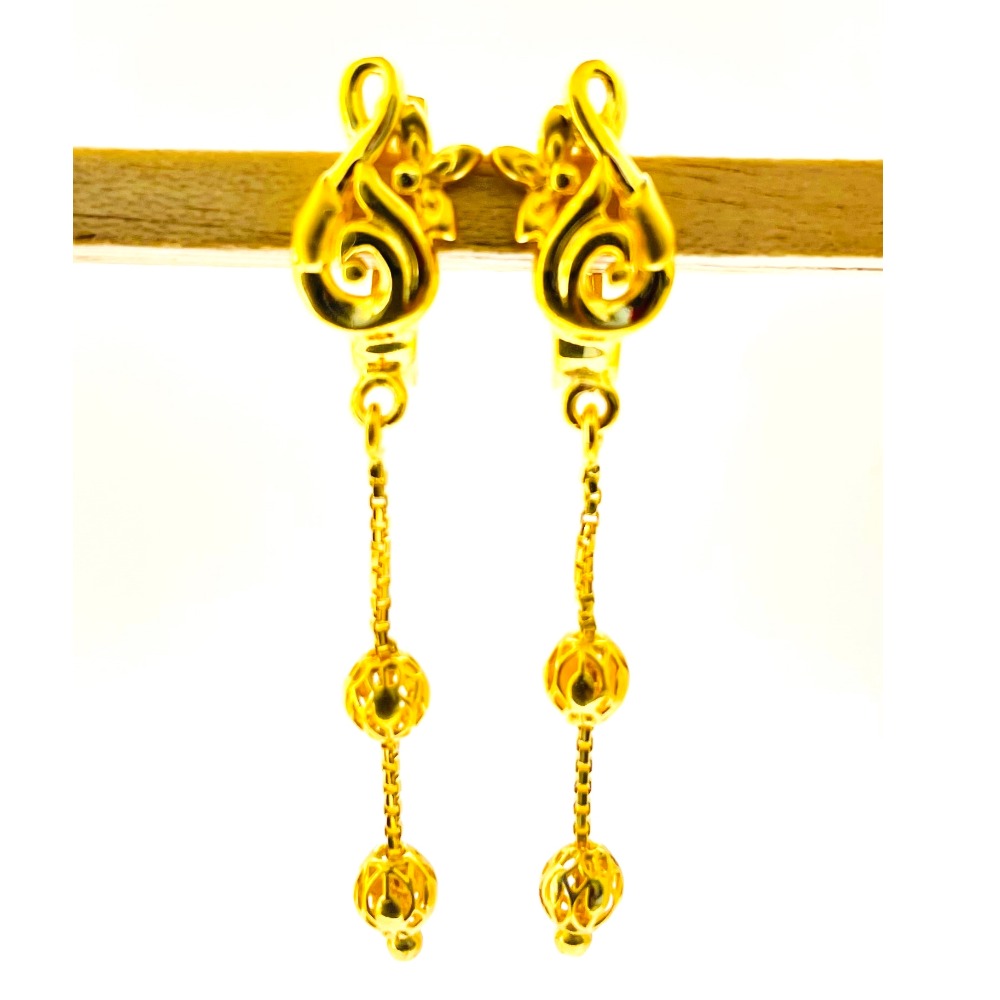 22k yellow gold traditional plain earrings