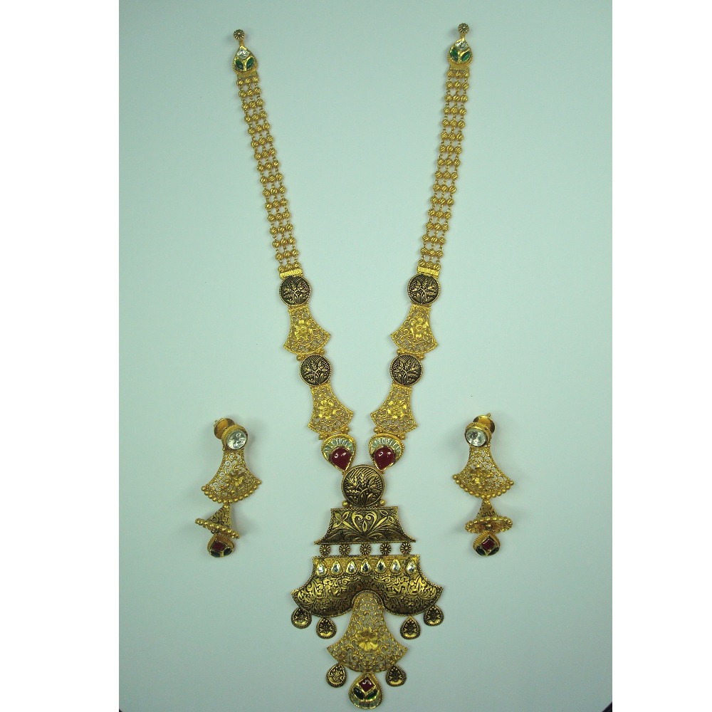 916 antique kundan necklace set with earrings akm-ns-002