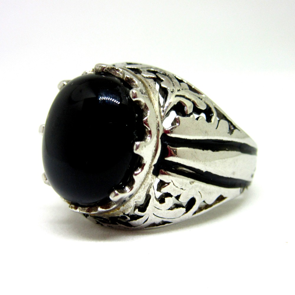 Gothic Vintage Black Stone Ring For Men Women Fashion Carved Stainless  Steel Rings Creative Amulet Jewelry Gifts Dropshipping - AliExpress