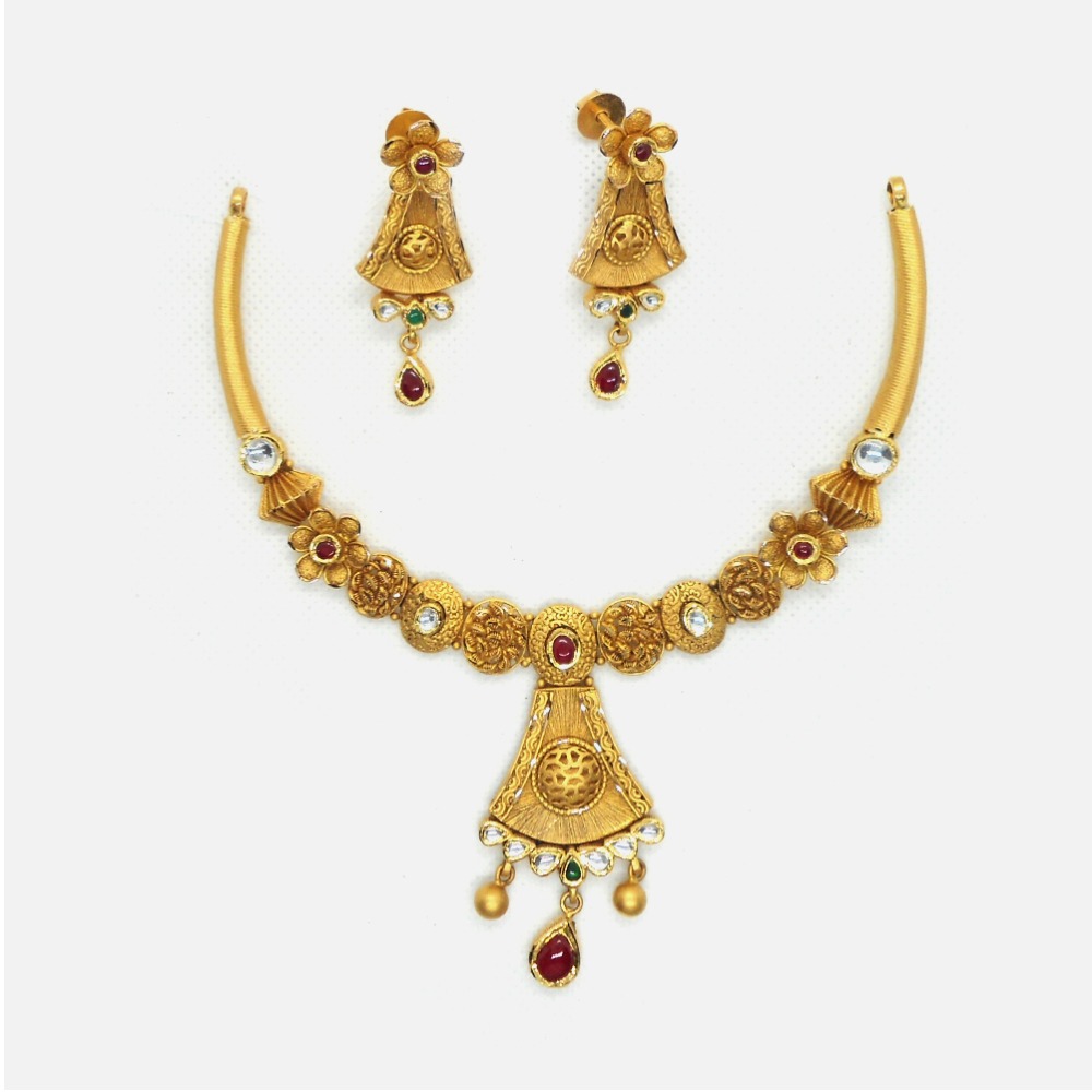 916 Gold Antique Bridal Necklace Set RHJ-4962