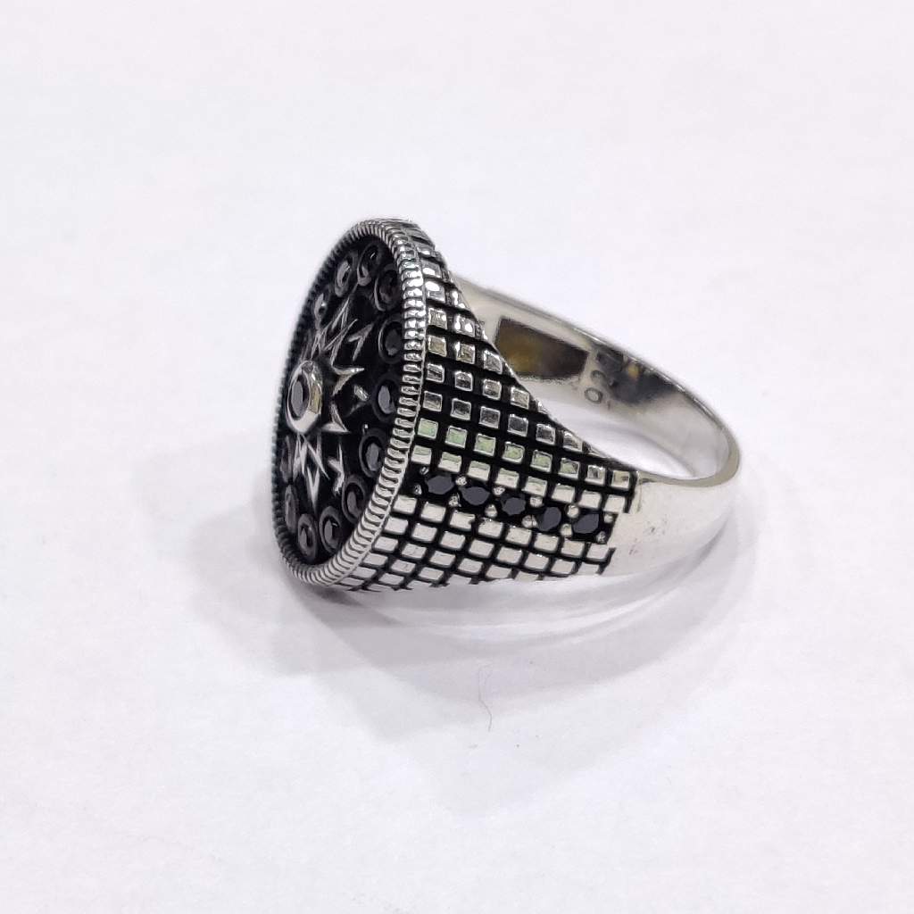925 Sterling Silver Black Cz Turkish Gent's Ring