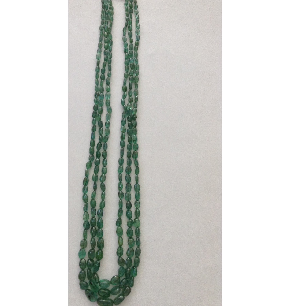 Natural green emeralds oval aweja graded necklace JSE0105