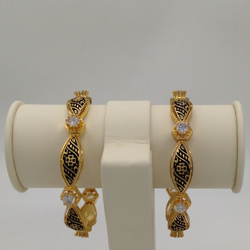 White cz and black enamel bangles jbg0032
