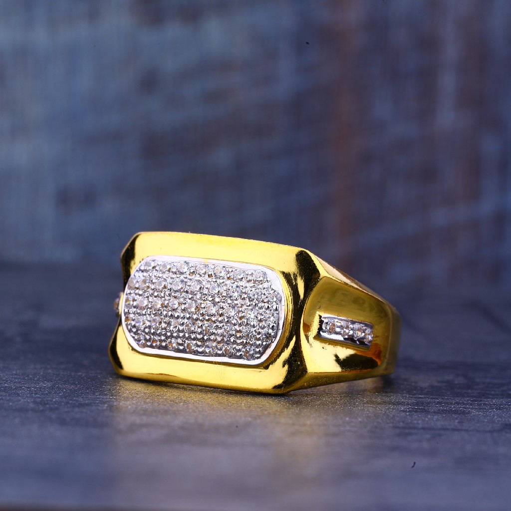 Mens 22K Gold Casting Diamond Ring-MR406