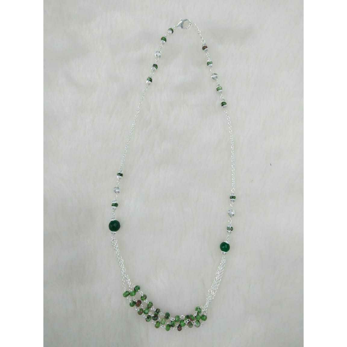 92.5 Sterling Silver Bagaldana Chain Green Pearl Mangalsutra Ms-2966