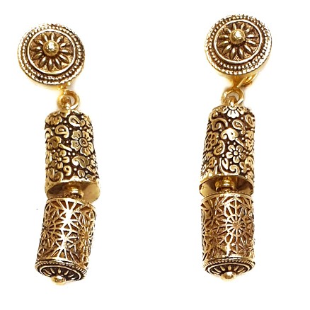 22k Gold Rajwadi Mala Necklace With Earrings MGA - GLS071