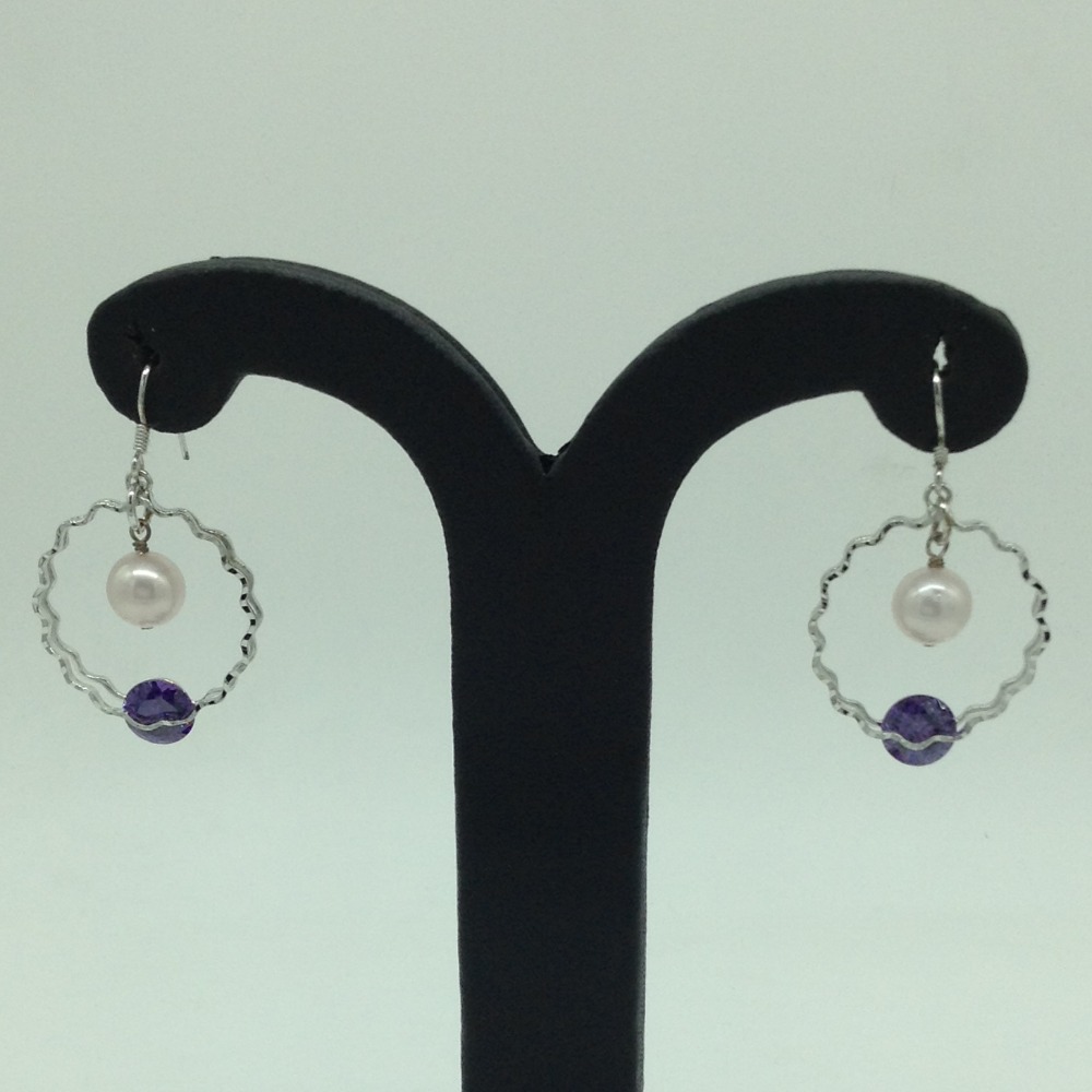 Pearl CZ Silver Ear Hangings JER0078