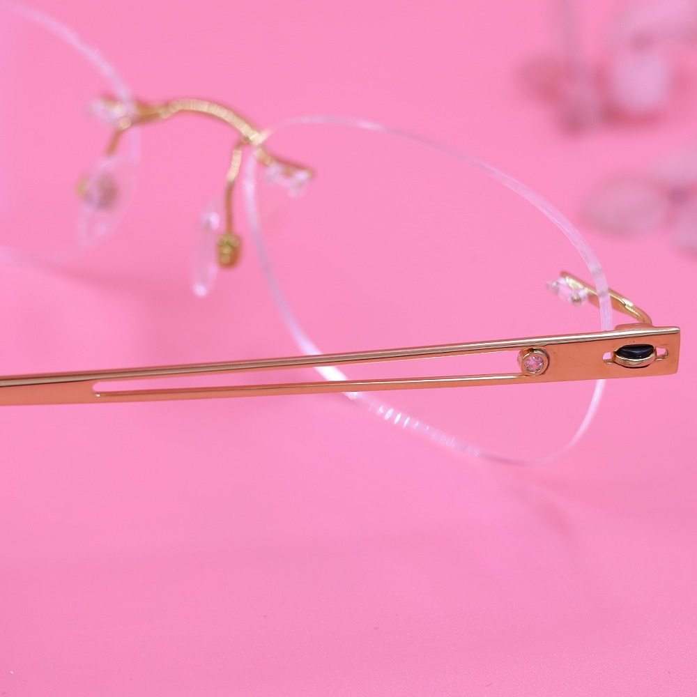 Gold Rectangle Rimless Eyeglasses