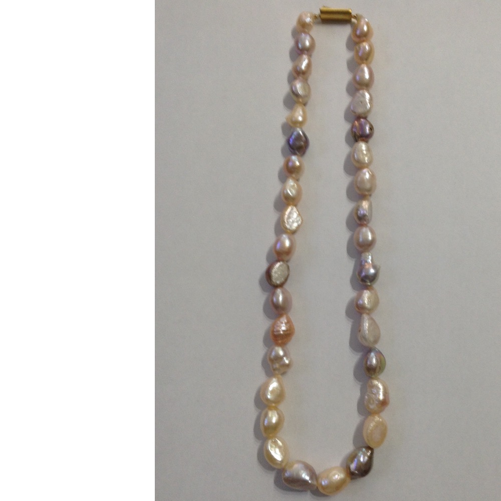 Freshwater multicolour oval baroque pearls strand JPM0119