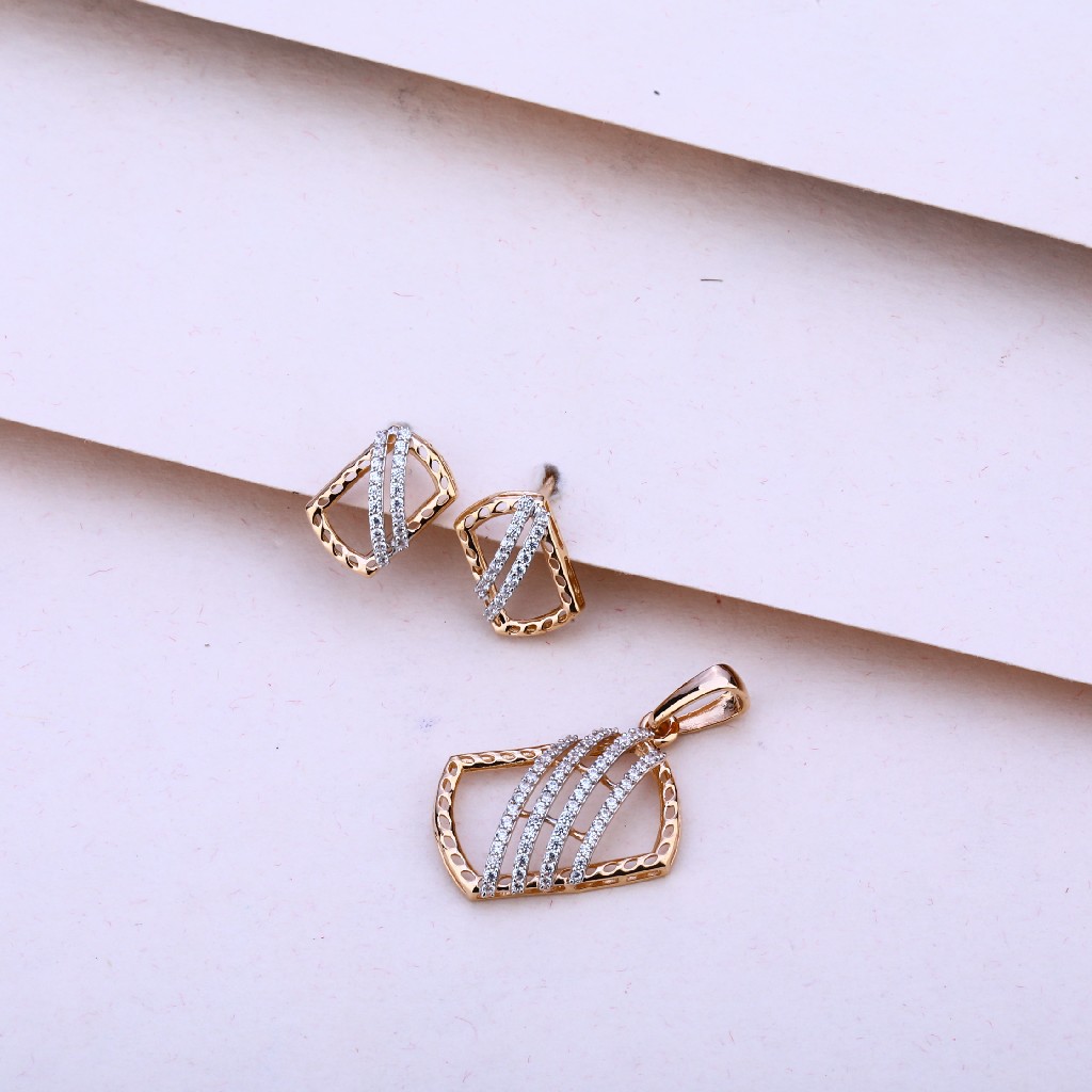18CT Rose Gold Cz Exclusive Pendant Set RPS145