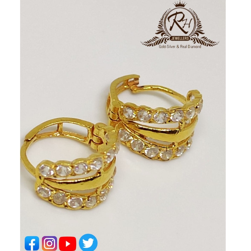 22 carat gold crystel fower hoop ladies earrings RH-ER63