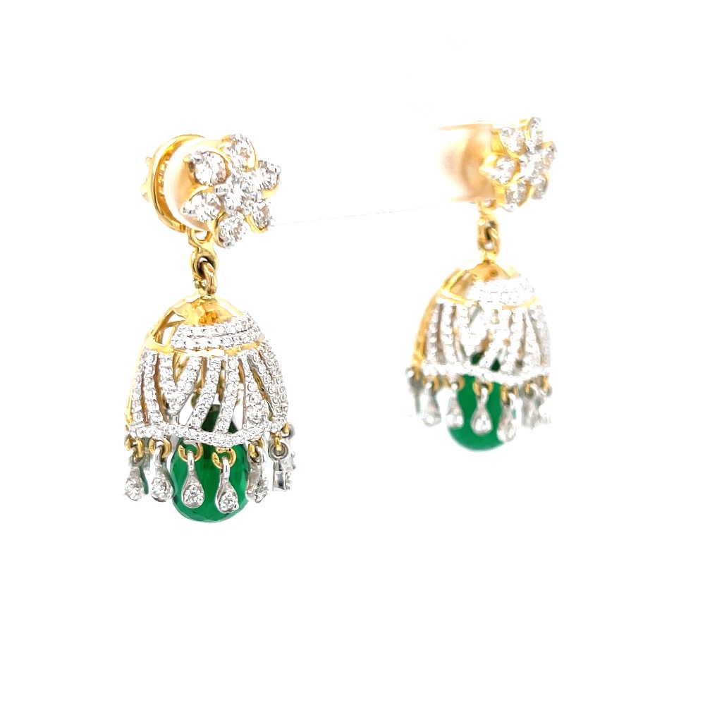 Jumkas for Special Occasions with Green Stone 6TOP184