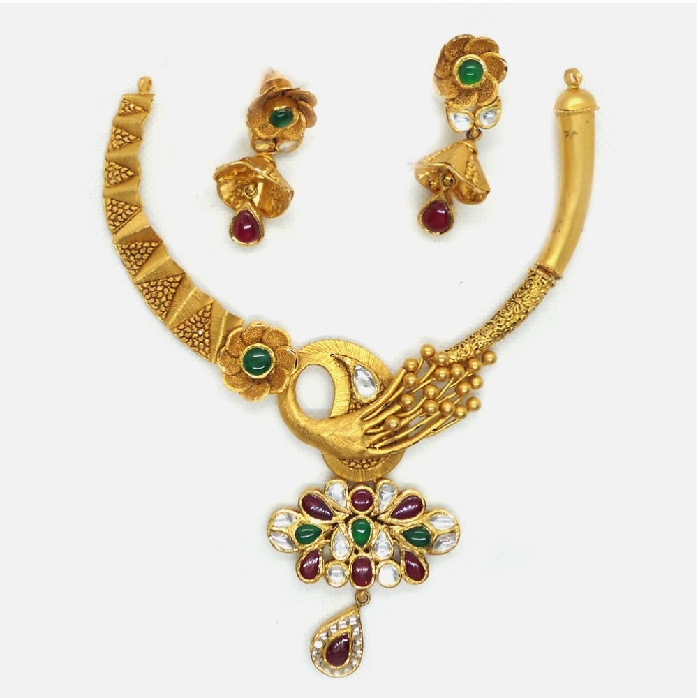 916 Gold Antique Bridal Necklace Set RHJ-4356