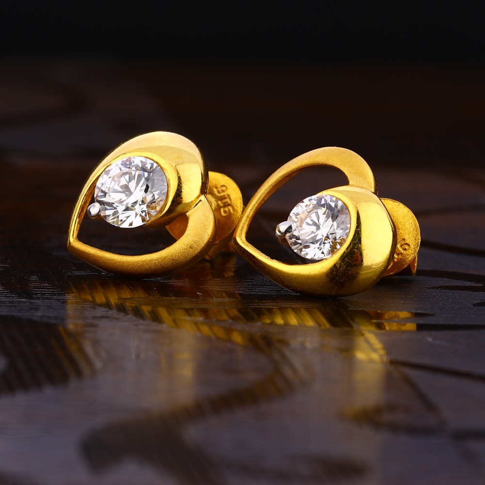 916 Gold Women's Classic Hallmark Solitaire Earring LSE209