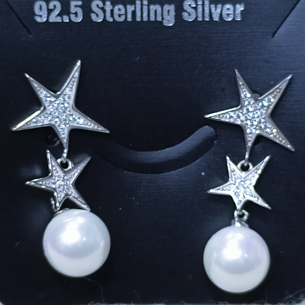 Double Star hinging Pearl Earrings