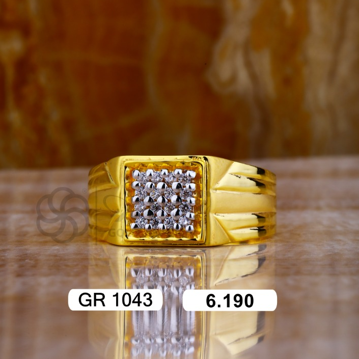 22K(916)Gold Gents Square Diamond Fancy Ring