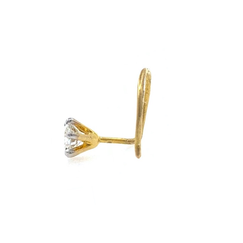 18kt / 750 yellow gold classic single 0.13 cts diamond nose pin 9NP12