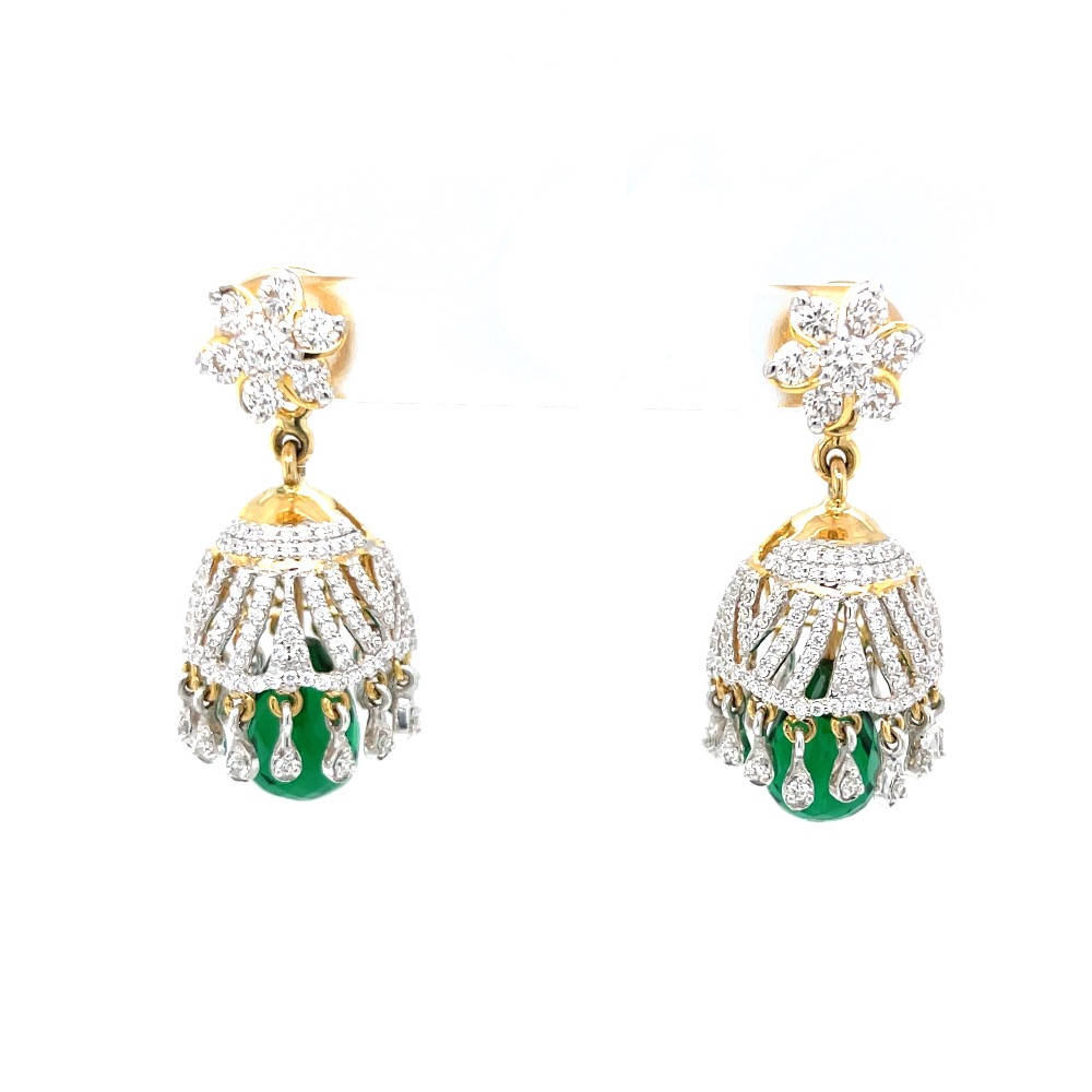 Jumkas for Special Occasions with Green Stone 6TOP184