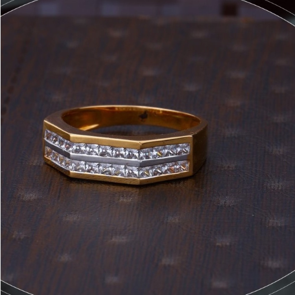 22k yellow gold razzle dazzle cz ring for mens r18-878