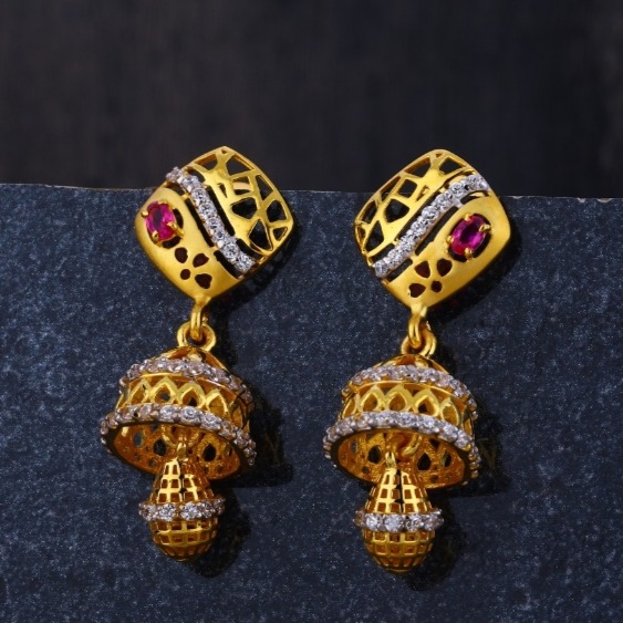 22 carat gold traditional ladies jummar earrings RH-LE599