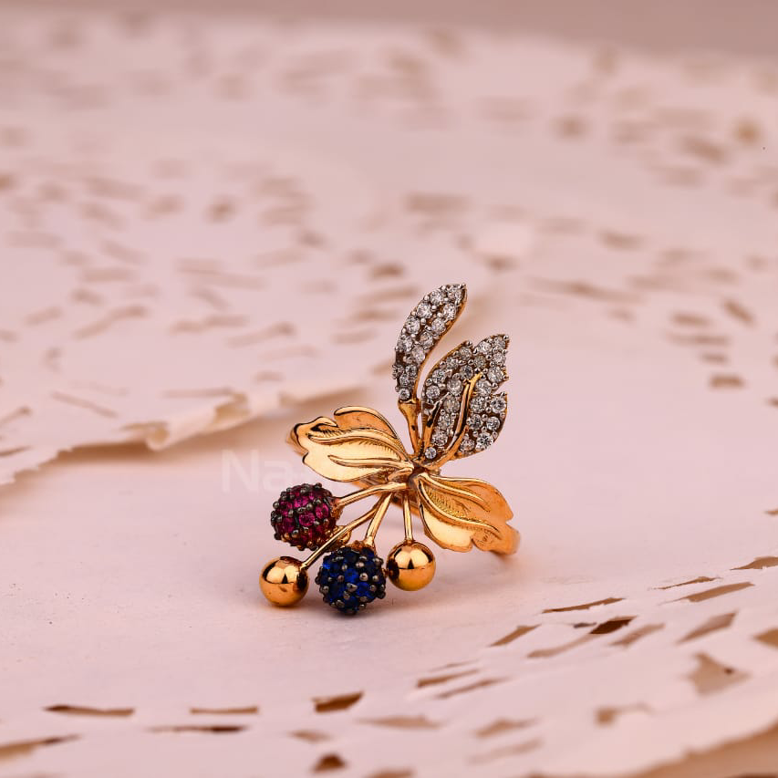 750 Rose Gold CZ Designer Ladies Ring RLR902