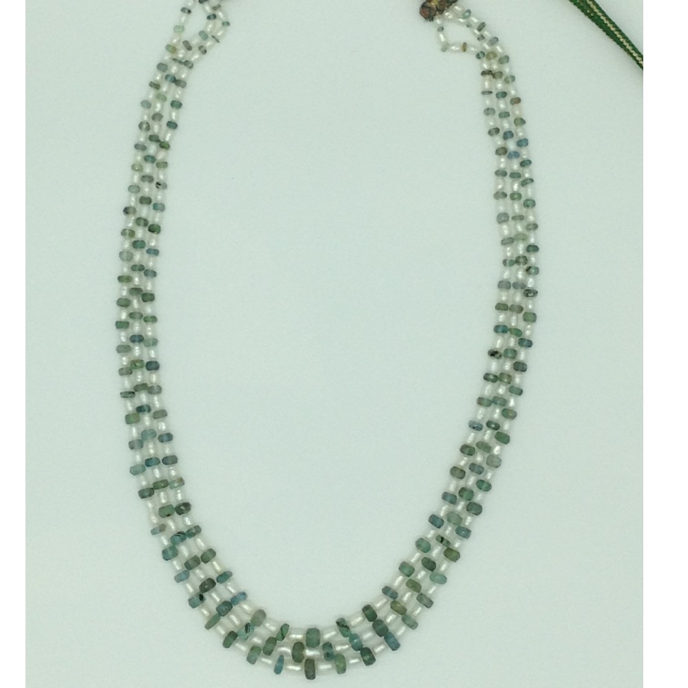 White Pearls with Emeralds Beeds Necklace JPM0480