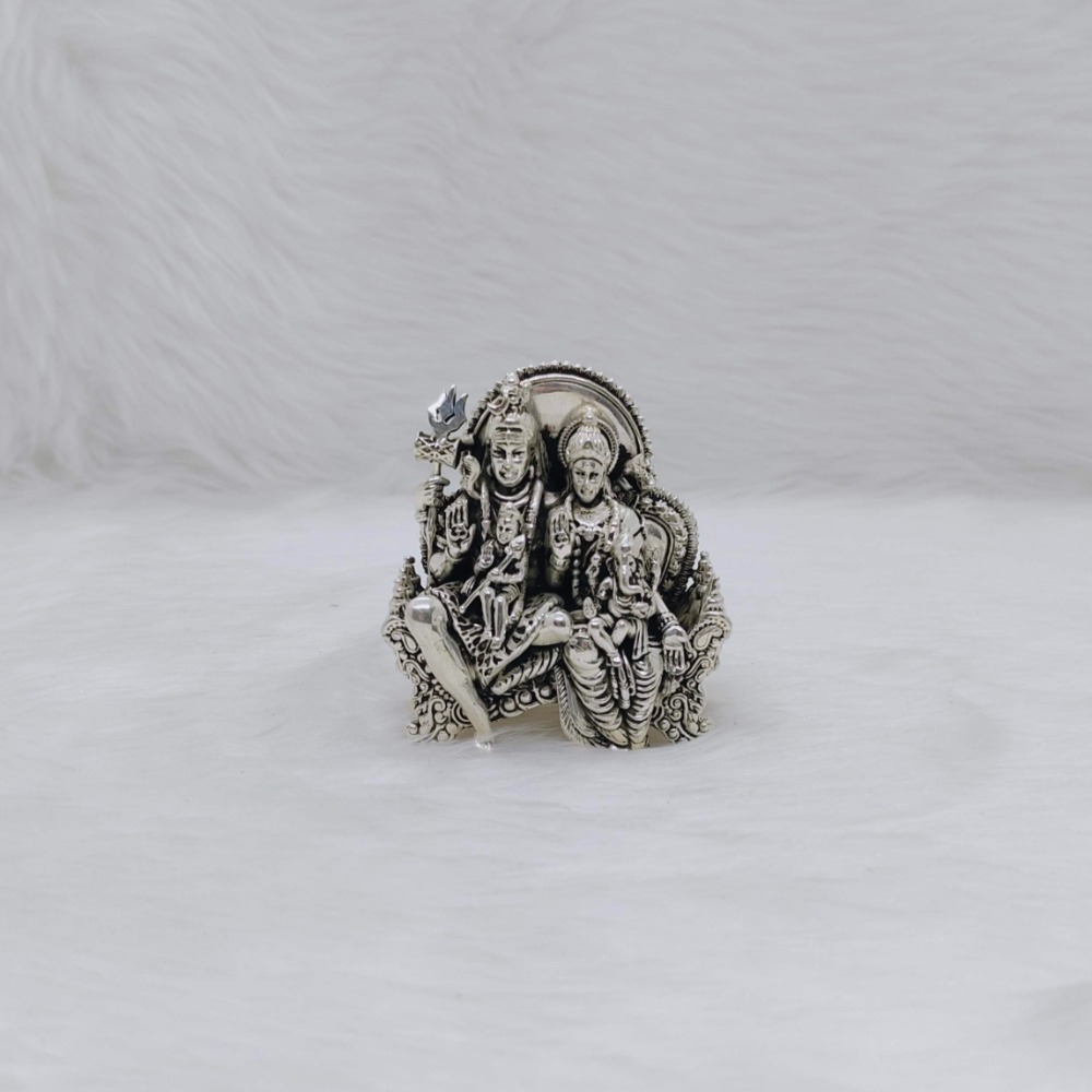 Real silver idol of shiv pariwar studded with antique high finish