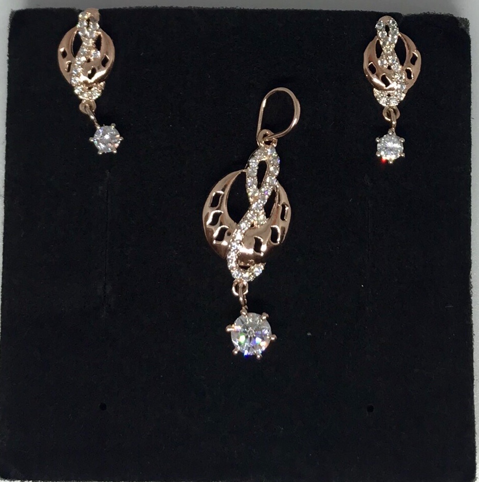 925 sterling silver Rosegold plated pendant sets