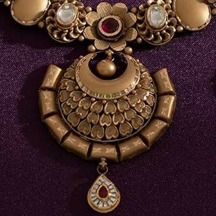 22KT/ 916 Gold antique wedding bridle necklace set for ladies