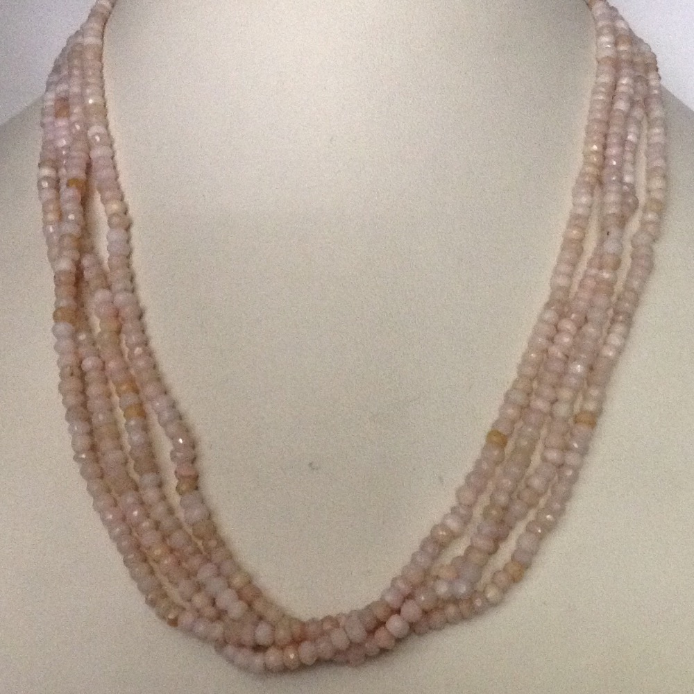 Natural Pink Opal Faceted Beeds 4 Layers Necklace JSS0035