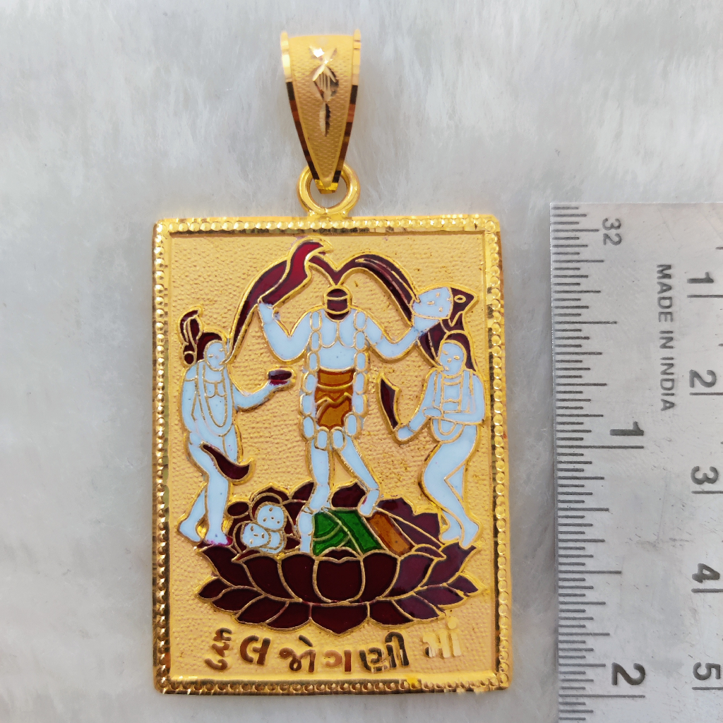 916 gold jogani maa minakari pendant