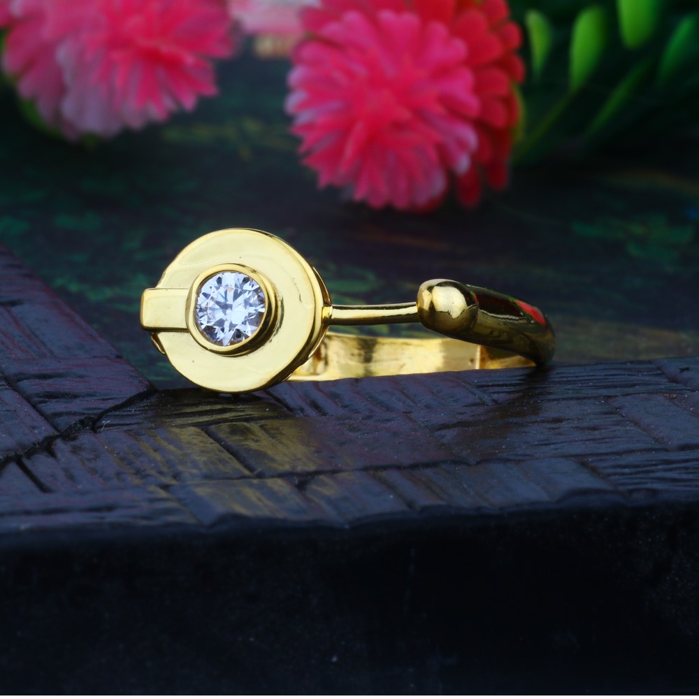 22K CZ Gold Solitaire Diamond Ring JJLR-004