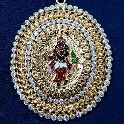 22KT Gold Round Religious Krishna Pendant