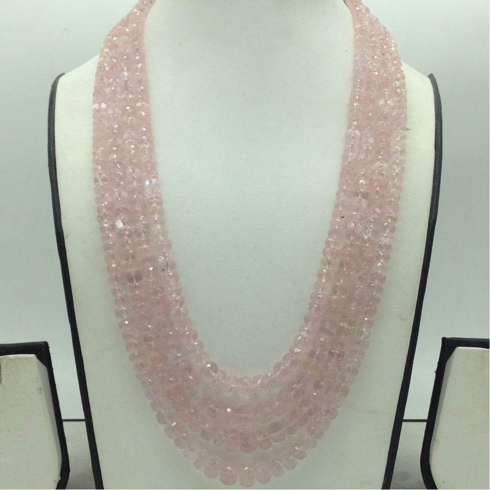 Natural Pink Morganite Faceted 4 Line Necklace JSS0200