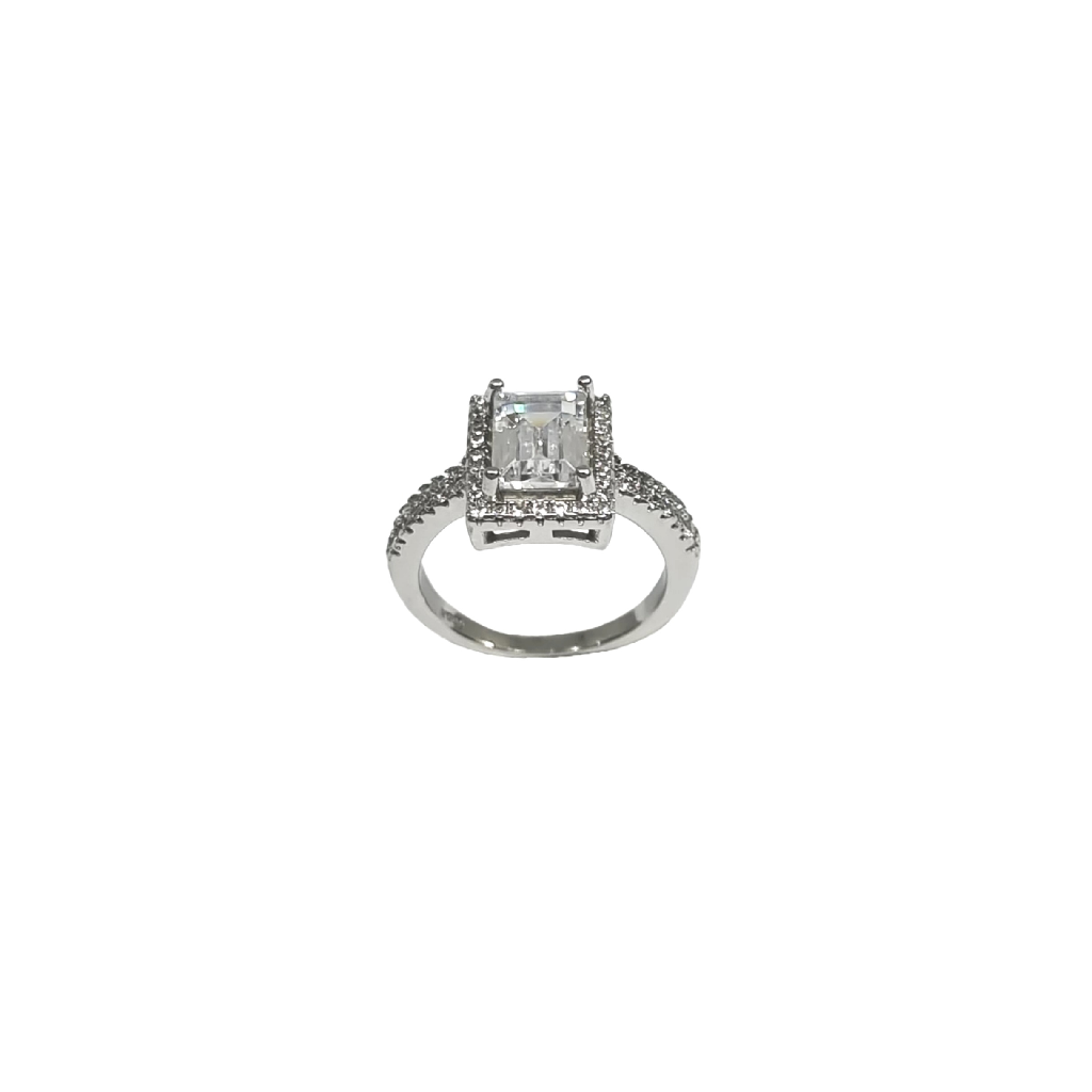 Silver square deals diamond ring